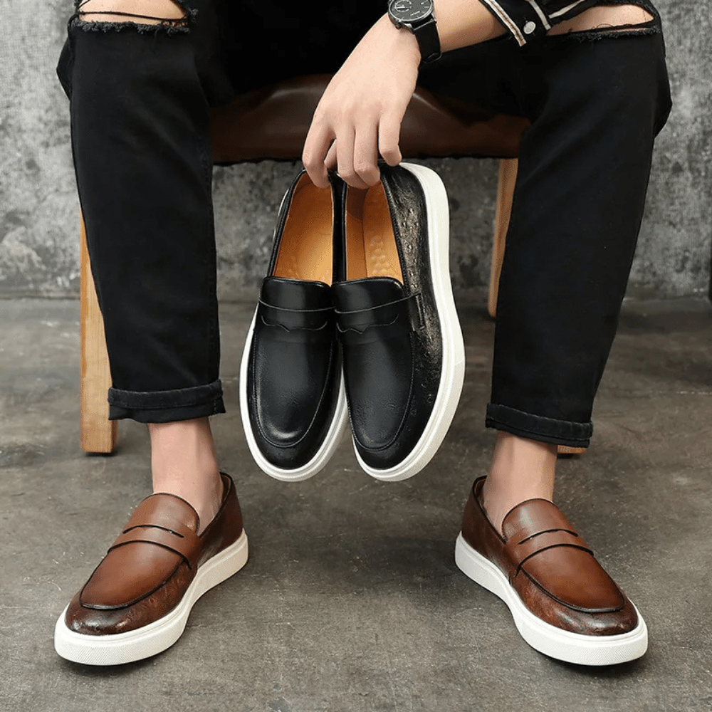 Skórzane Mokasyny Slip-On dla Mężczyzn od Renlor